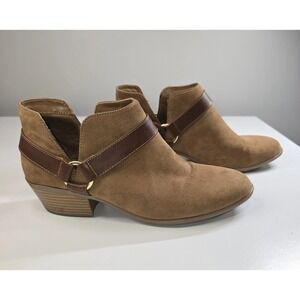 American Eagle Ankle Boots Women's Size 10‎ Brown Faux Suede Booties Low Heel